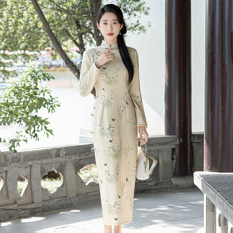 Plus Size Silk Autumn Winter Cheongsam Qipao 8