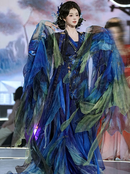 Mythology Series Blue Butterfly Embroidered Myrobalan Skirt Hanfu