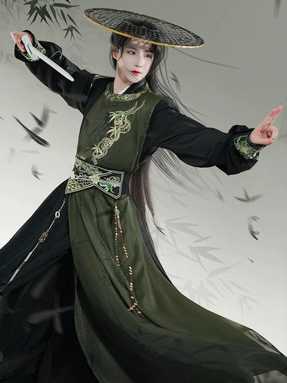 Male Hanfu Ming Dynasty Green Bamboo Leaf