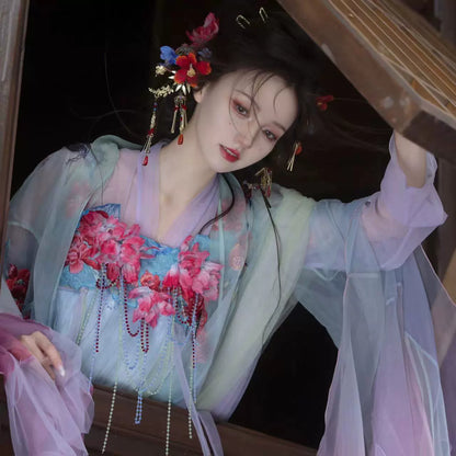 Oriental Aesthetics Series Pomegranate Flowers Dancing Hanfu Dress