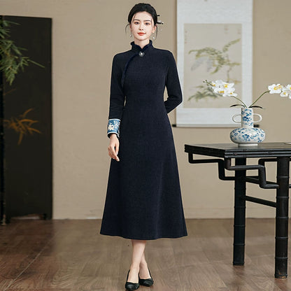 Plus Size Silk Autumn Winter Cheongsam Qipao 12