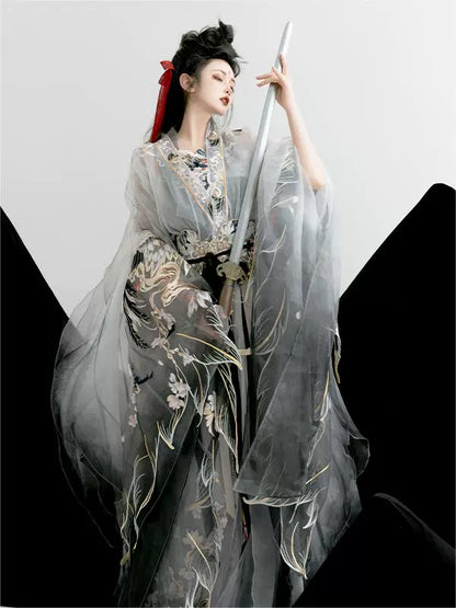 Haute Couture Series Woven Fabric Embroidered Hanfu Qing Huan Crane