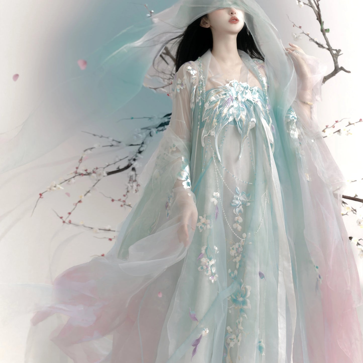 Haute Couture Series Woven Fabric Embroidered Hanfu Qing Huan Moon Goddess Tang