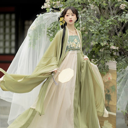 Matcha Tang Dynasty Myrobalan skirt Hanfu women's one-piece fairy-like authentic suit