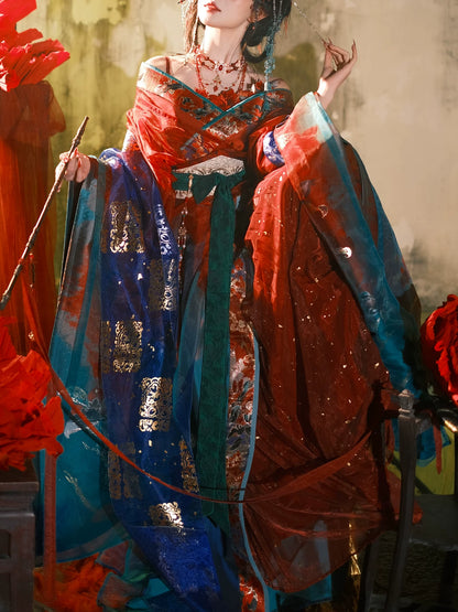 Cloud-Kissing Nature Series Bright Hall Red Han Hanfu