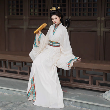 Qin Han Warring States period Robe Hanfu straight Hem