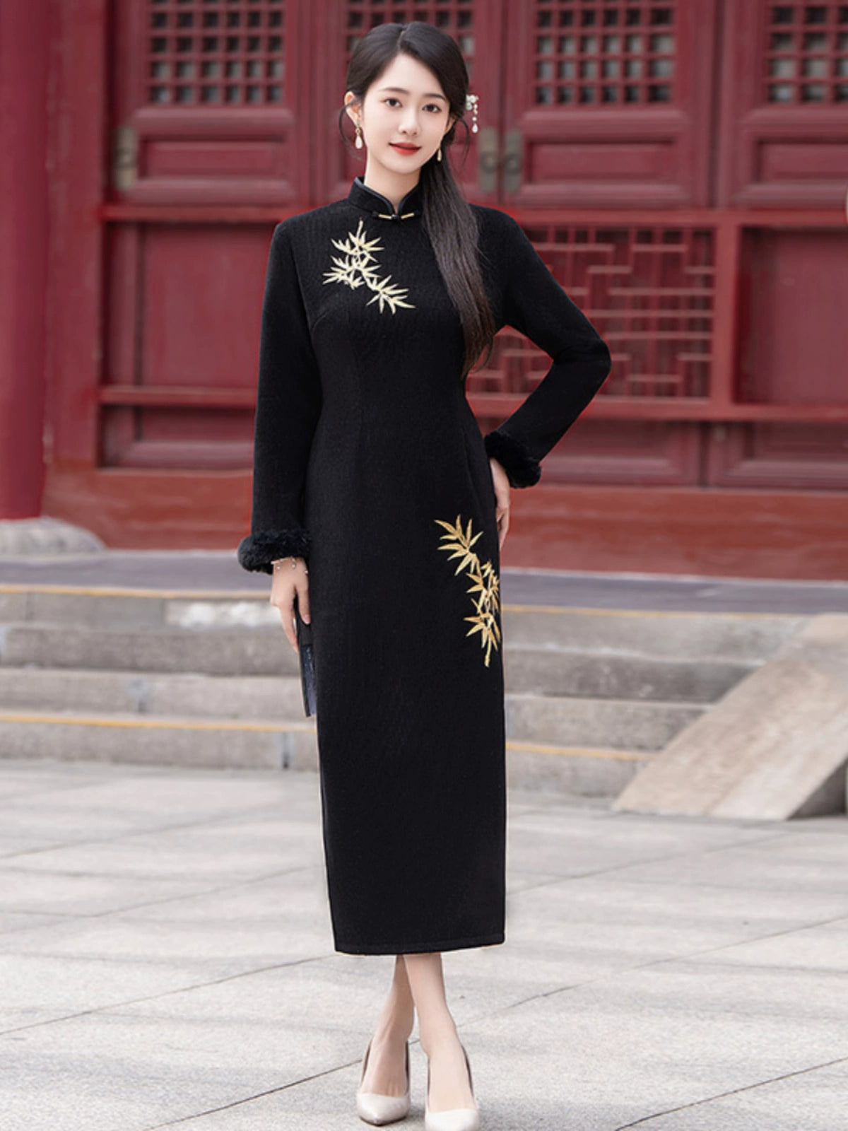 Plus Size Silk Autumn Winter Cheongsam Qipao 15