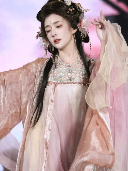 Mythology Series Pink Spirit Dragon Embroidered Myrobalan Skirt Hanfu