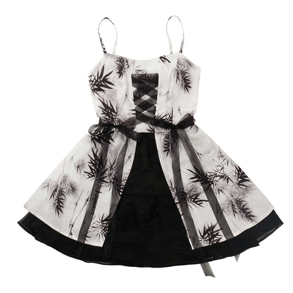 New Chinese Style Mix Slim Skirt Qianye Suit