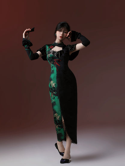 New Chinese Style Velvet Silk Cheongsam Qipao East Witch