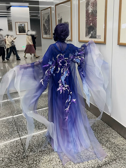 Mythology Series Purple Spirit Dragon Embroidered Myrobalan Skirt Hanfu
