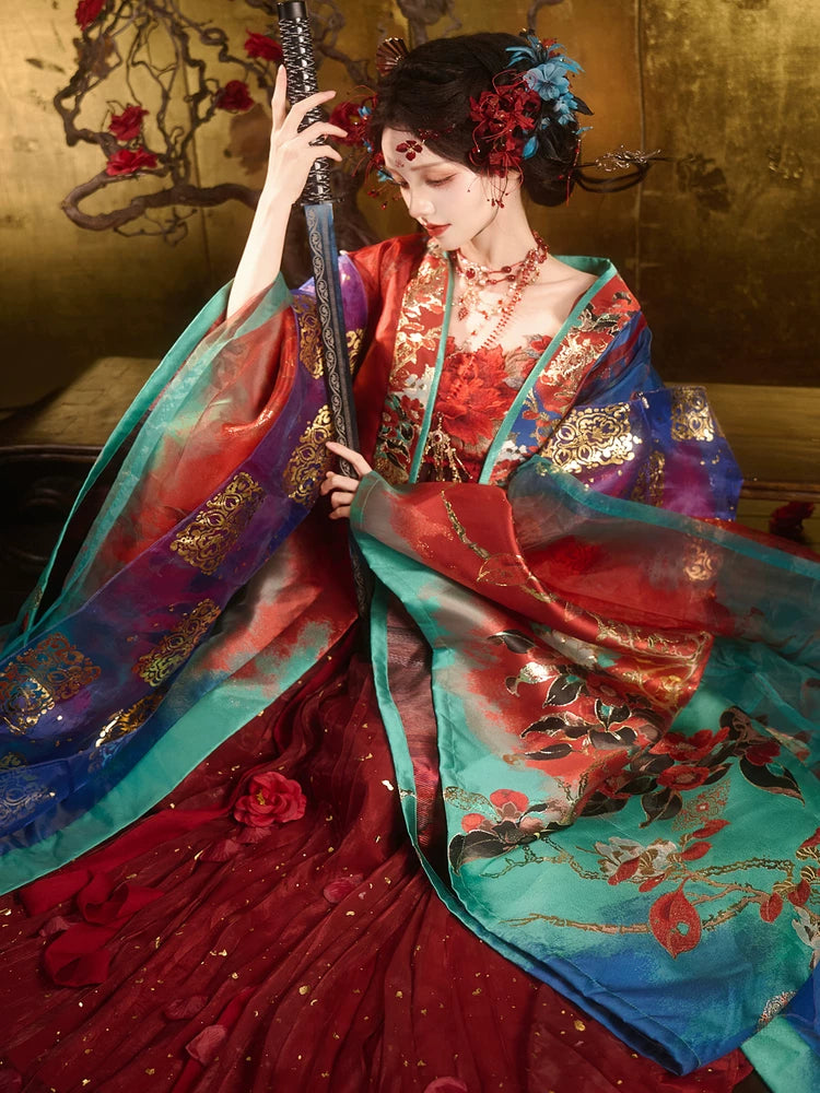 Cloud-Kissing Nature Series Bright Hall Red Han Hanfu