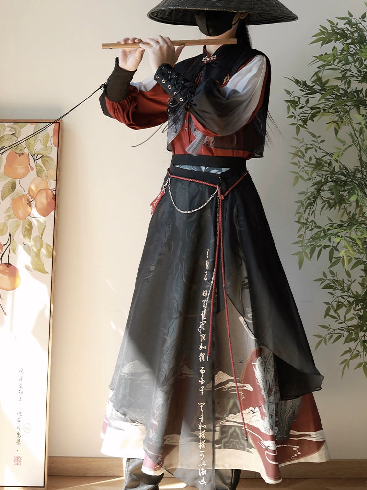 Flower Poetry Martial Arts Style Unisex Hanfu