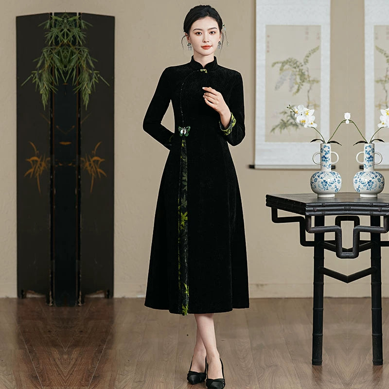 Plus Size Silk Autumn Winter Cheongsam Qipao 14