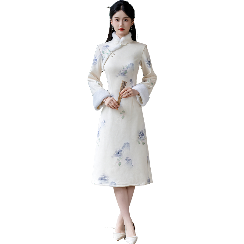 Plus Size Silk Autumn Winter Cheongsam Qipao 30