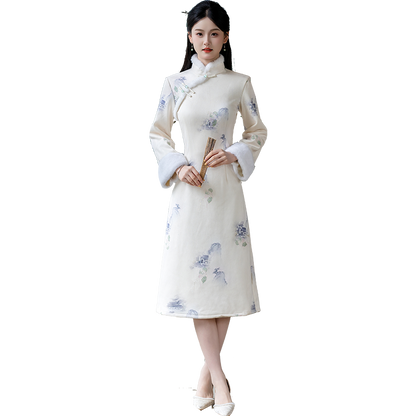 Plus Size Silk Autumn Winter Cheongsam Qipao 30