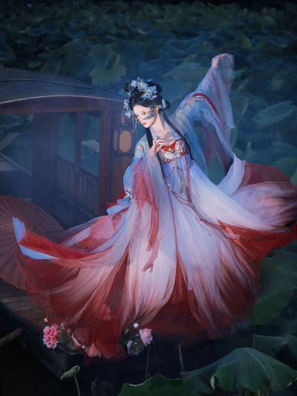 Oriental Aesthetics Series Peony Flowers Dancing Hanfu Dress