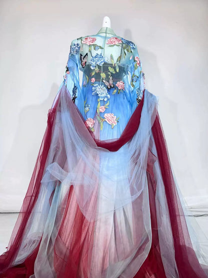 Oriental Aesthetics Series Peony Flowers Dancing Hanfu Dress