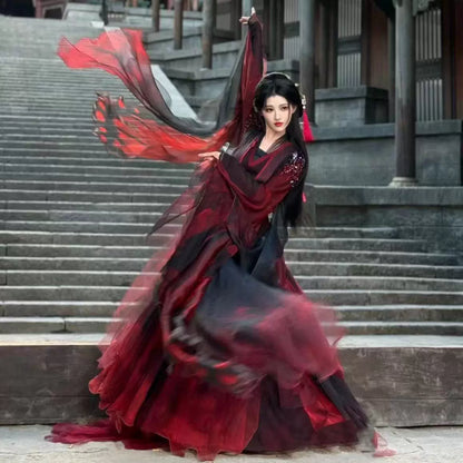 Oriental Aesthetics Series Crimson Rouge Hanfu Dress