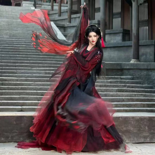 Oriental Aesthetics Series Crimson Rouge Hanfu Dress