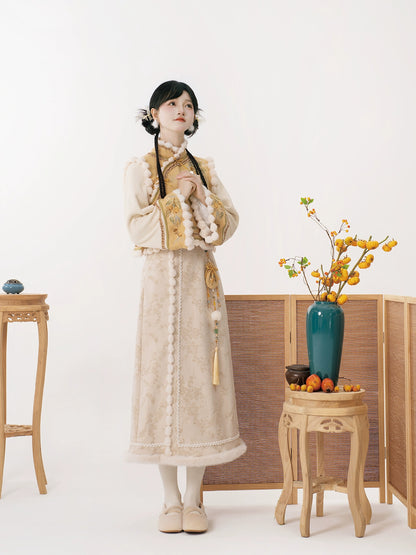 Lookbook Series Ethnic Winter Hanfu White Jade Loquat