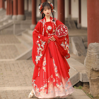 Wedding Hanfu women Pink embroidery Waist-length skirt Song Dynasty