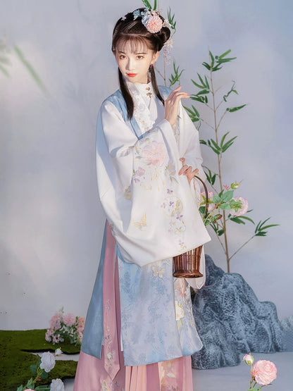 LOOKBOOK SERIES Ming Dynasty Pink Green Skirt Hanfu