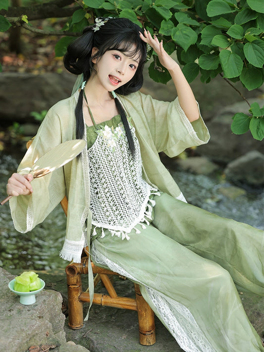 Bestie Series Green Grape Hanfu Knickers Suit