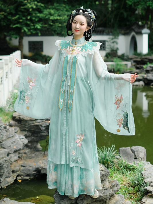 LOOKBOOK SERIES Ming Dynasty Horse Face Skirt Pale Blue Set