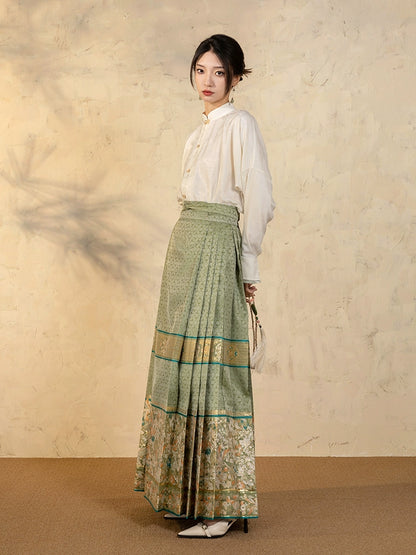 Lookbook Series Gold-Woven Horse-Faced Skirt New Chinese Hanfu