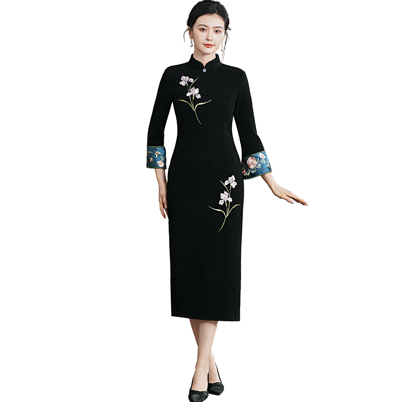 Plus Size Silk Autumn Winter Cheongsam Qipao 13