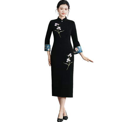 Plus Size Silk Autumn Winter Cheongsam Qipao 13