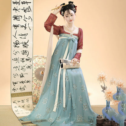 Original Hanfu women Tang Dynasty Open collar chest-length skirt