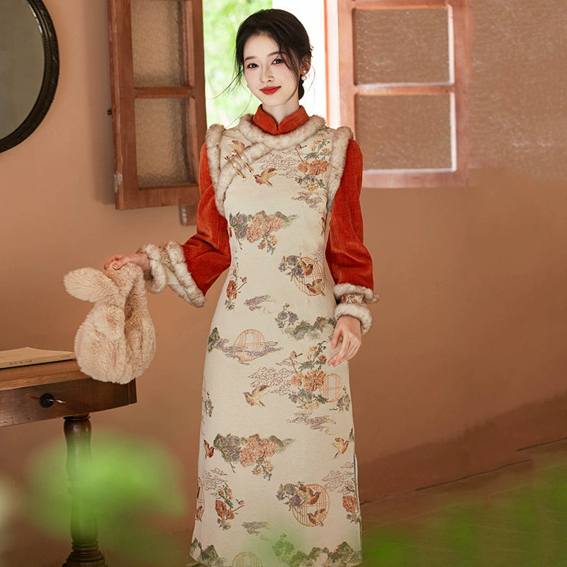 Plus Size Silk Autumn Winter Cheongsam Qipao 24