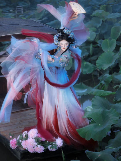 Oriental Aesthetics Series Peony Flowers Dancing Hanfu Dress