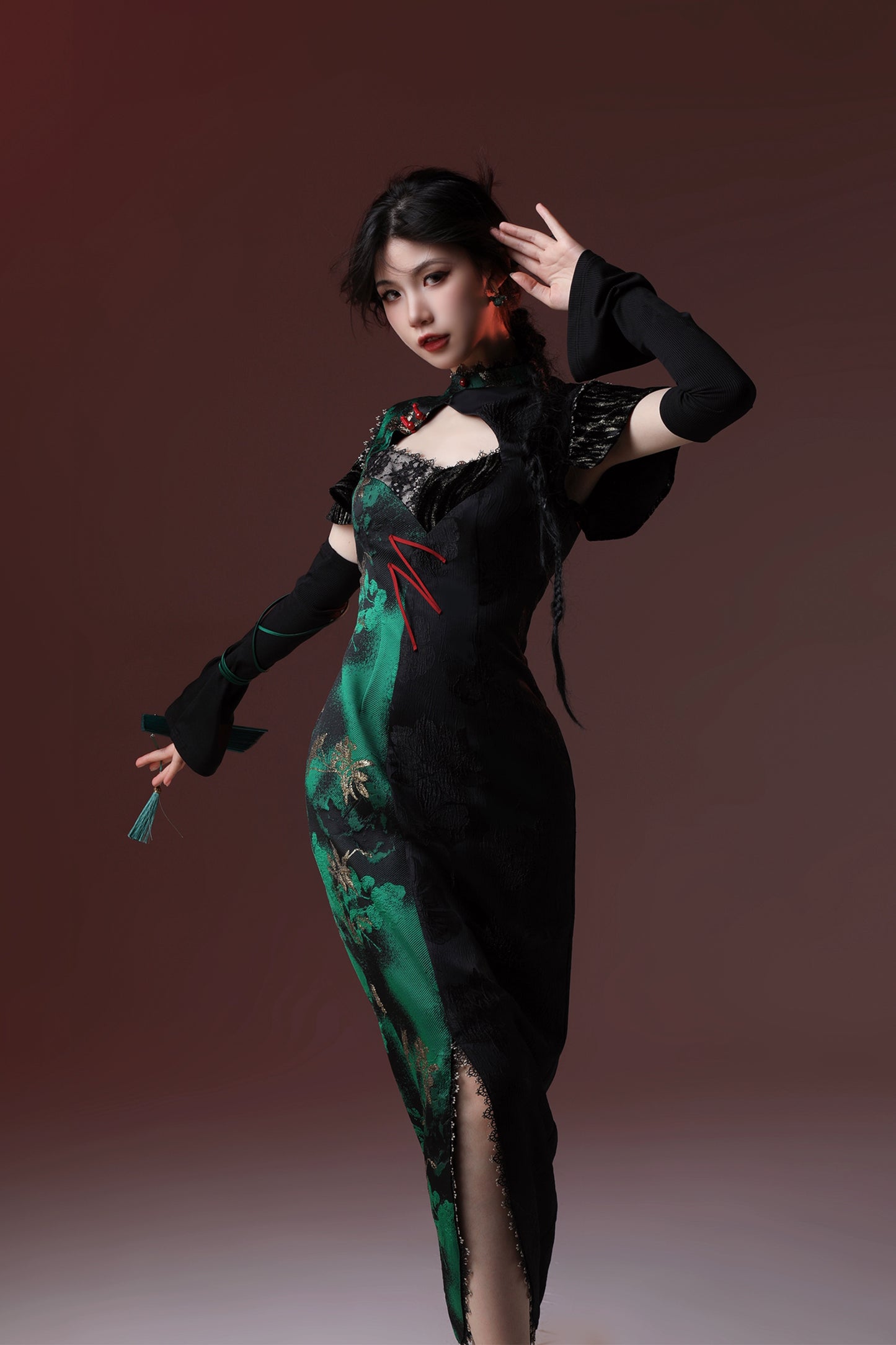 New Chinese Style Velvet Silk Cheongsam Qipao East Witch