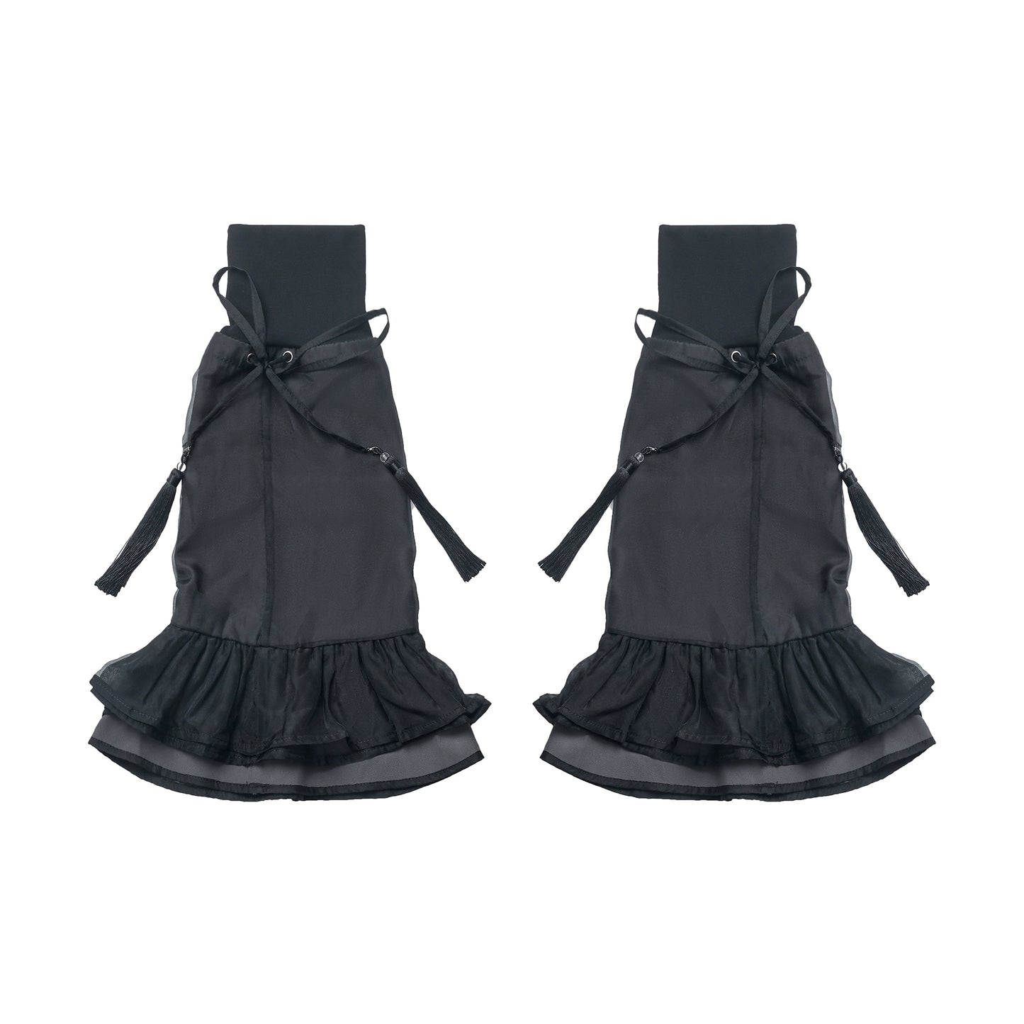 New Chinese Style Mix Slim Skirt Black Salt Suit
