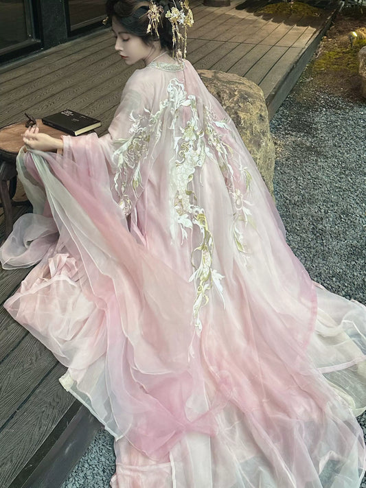Mythology Series Pink Spirit Dragon Embroidered Myrobalan Skirt Hanfu
