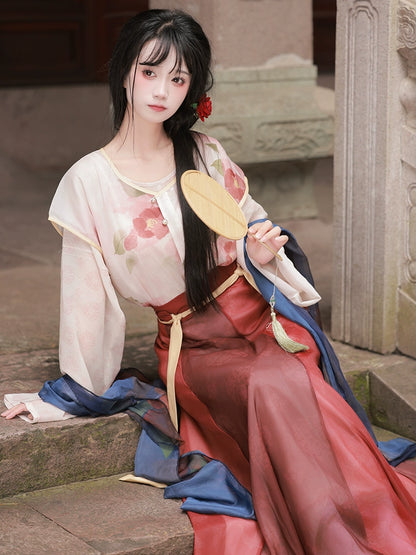 Bestie Series Red Camellia Tang Dynasty Hanfu