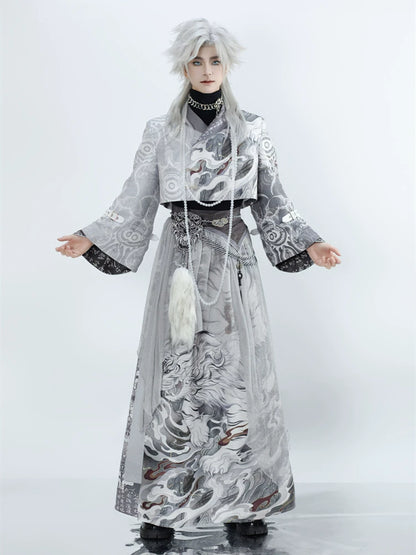 Flower Poetry White Tiger Men Unisex Hanfu