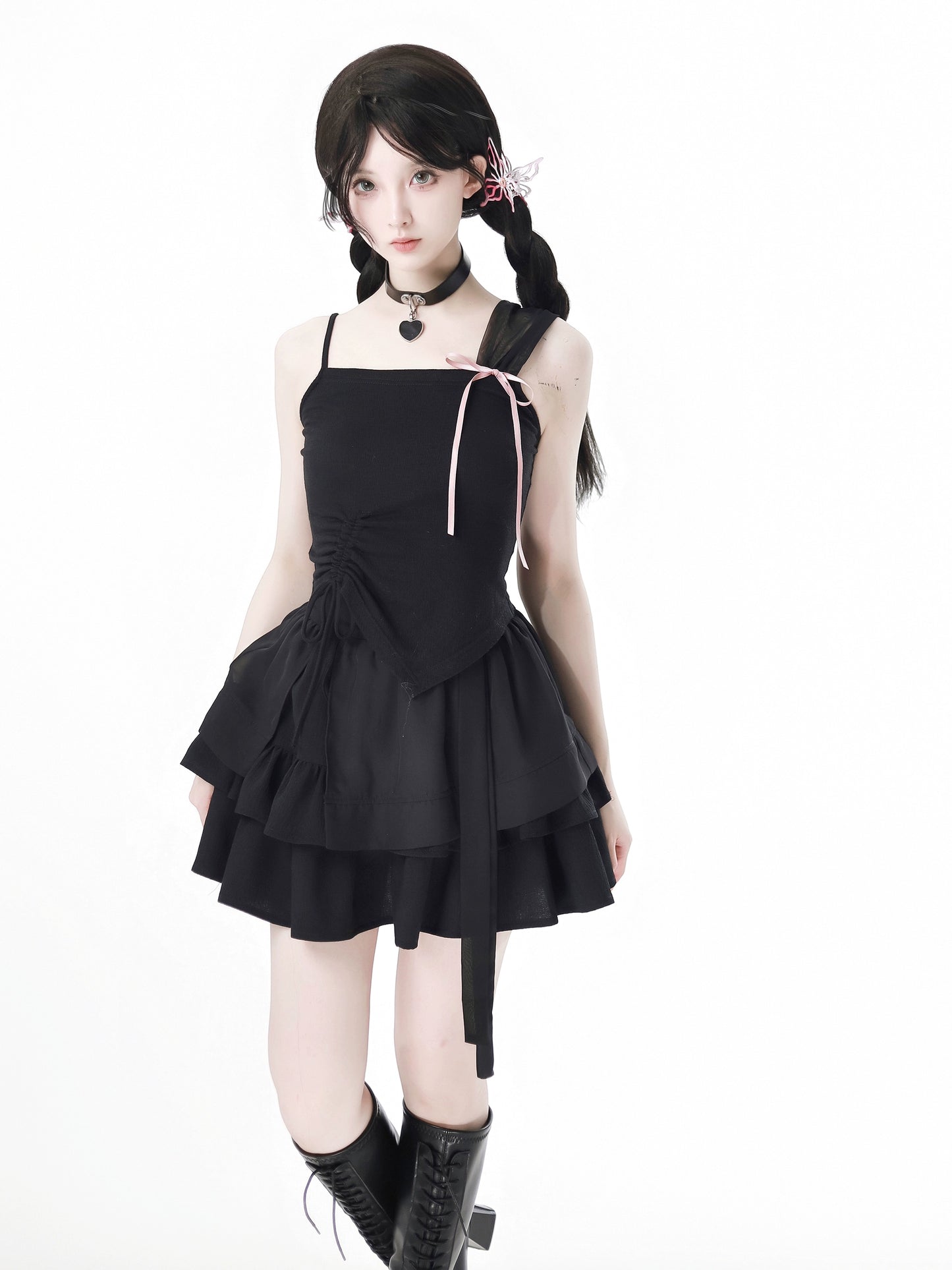 New Chinese Style Mix Slim Skirt Chunshan Suit