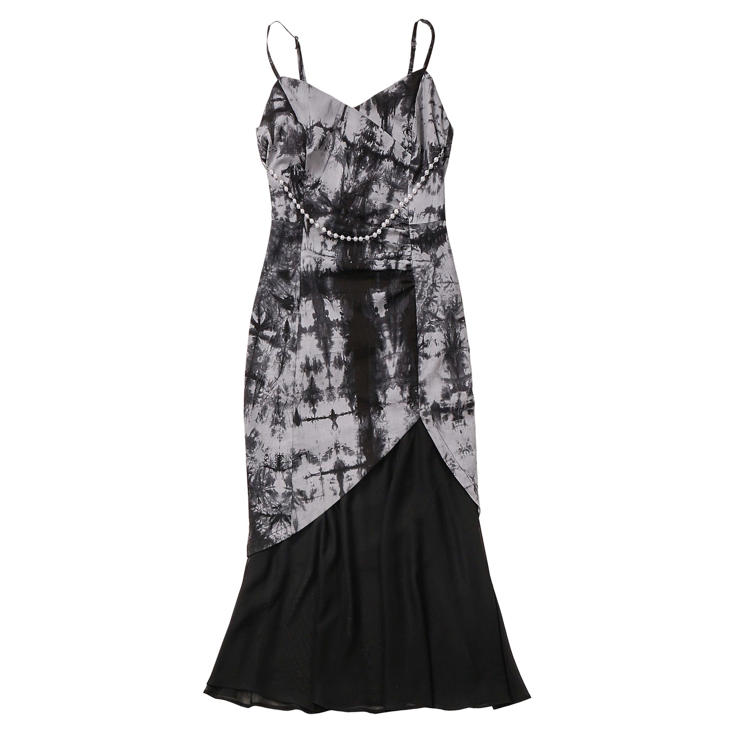New Chinese Style Mix Slim Skirt Wash Painting Suit