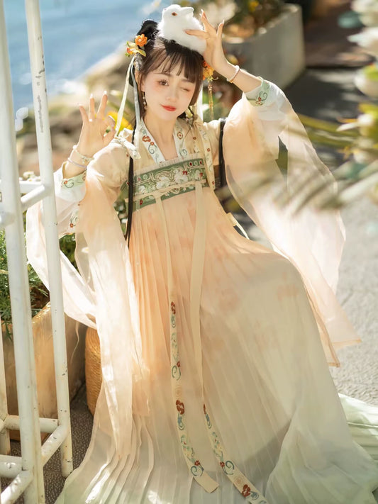 Tang Dynasty Hanfu Female Han Elements Chest-length Skirt