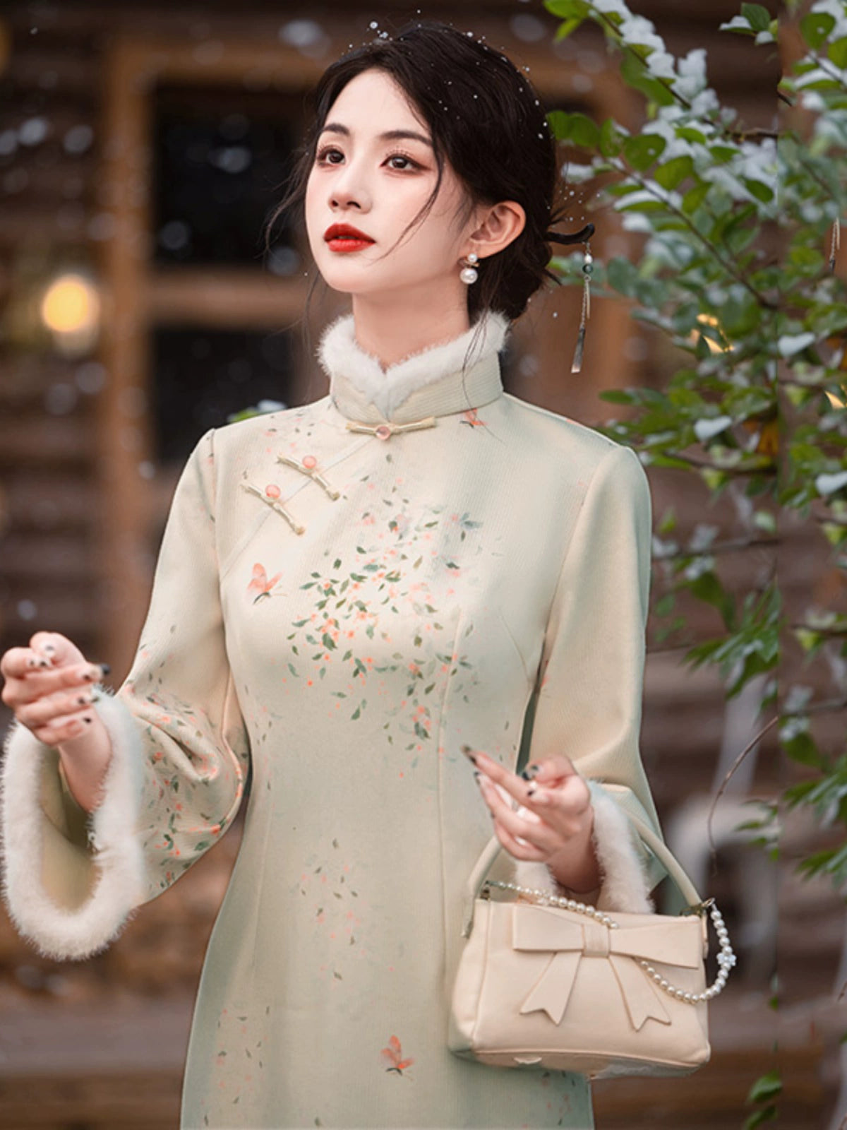 Plus Size Silk Autumn Winter Cheongsam Qipao 4