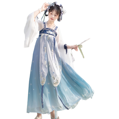 LOOKBOOK SERIES Tang Dynasty Green Blue Shirt Hanfu