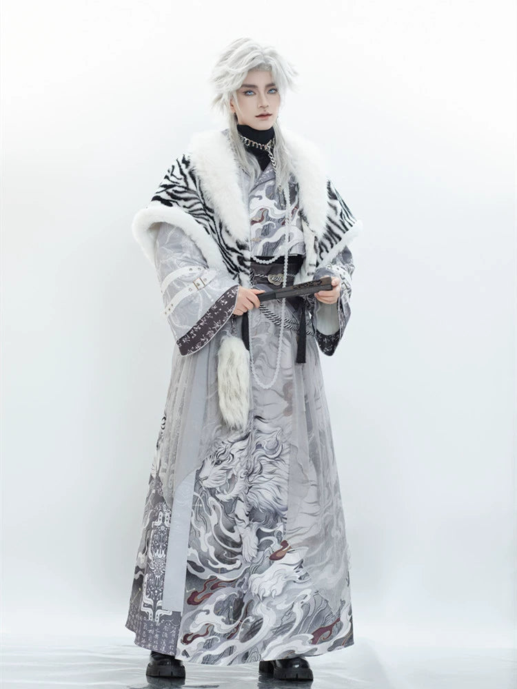 Flower Poetry White Tiger Men Unisex Hanfu