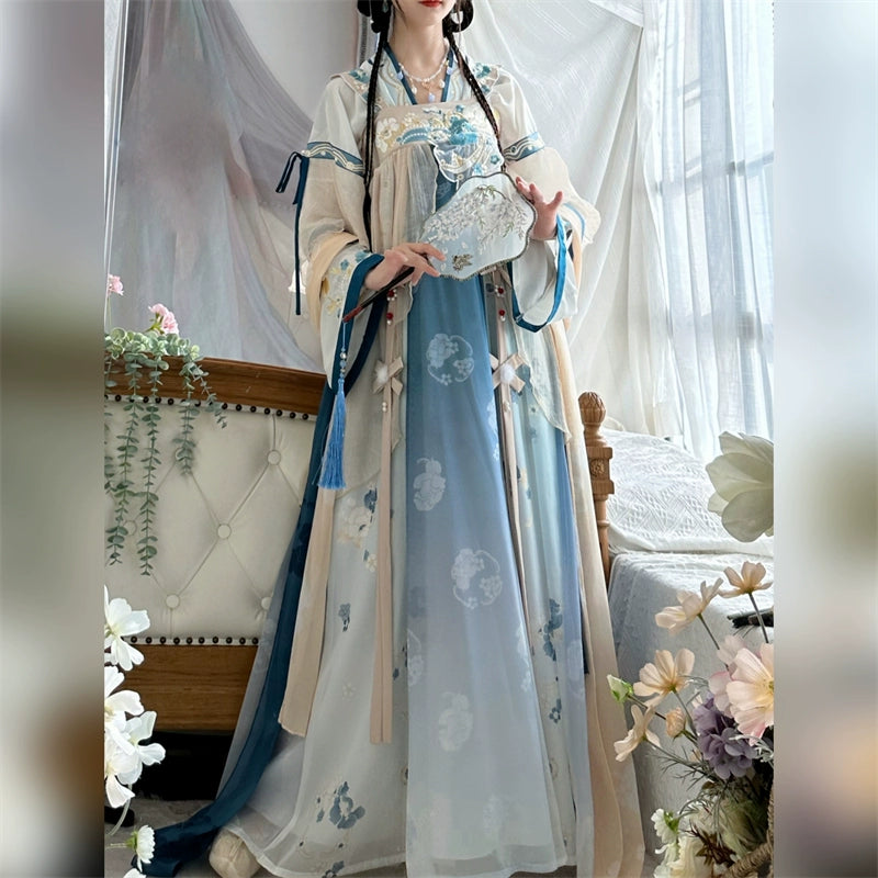 LOOKBOOK SERIES Tang Dynasty Green Blue Shirt Hanfu