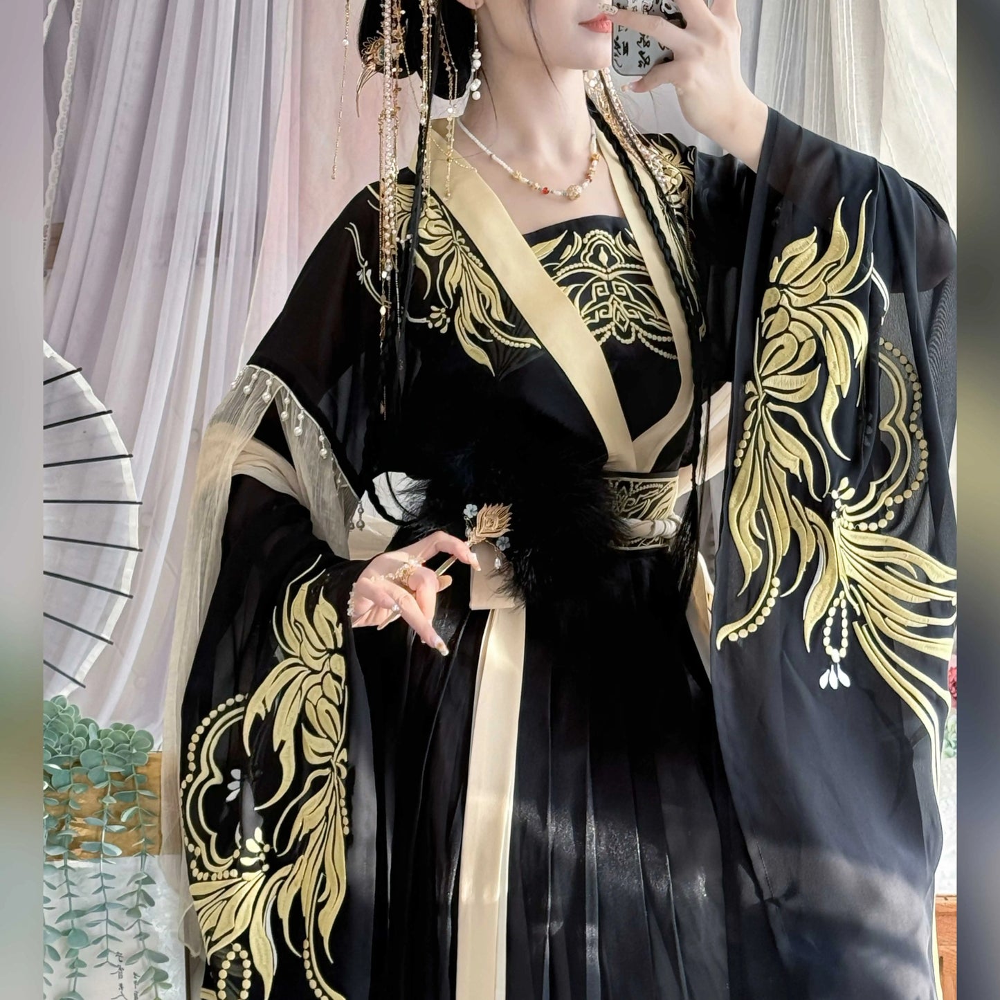 Lookbook Series 2025 Hanfu Surging Black Billow Red