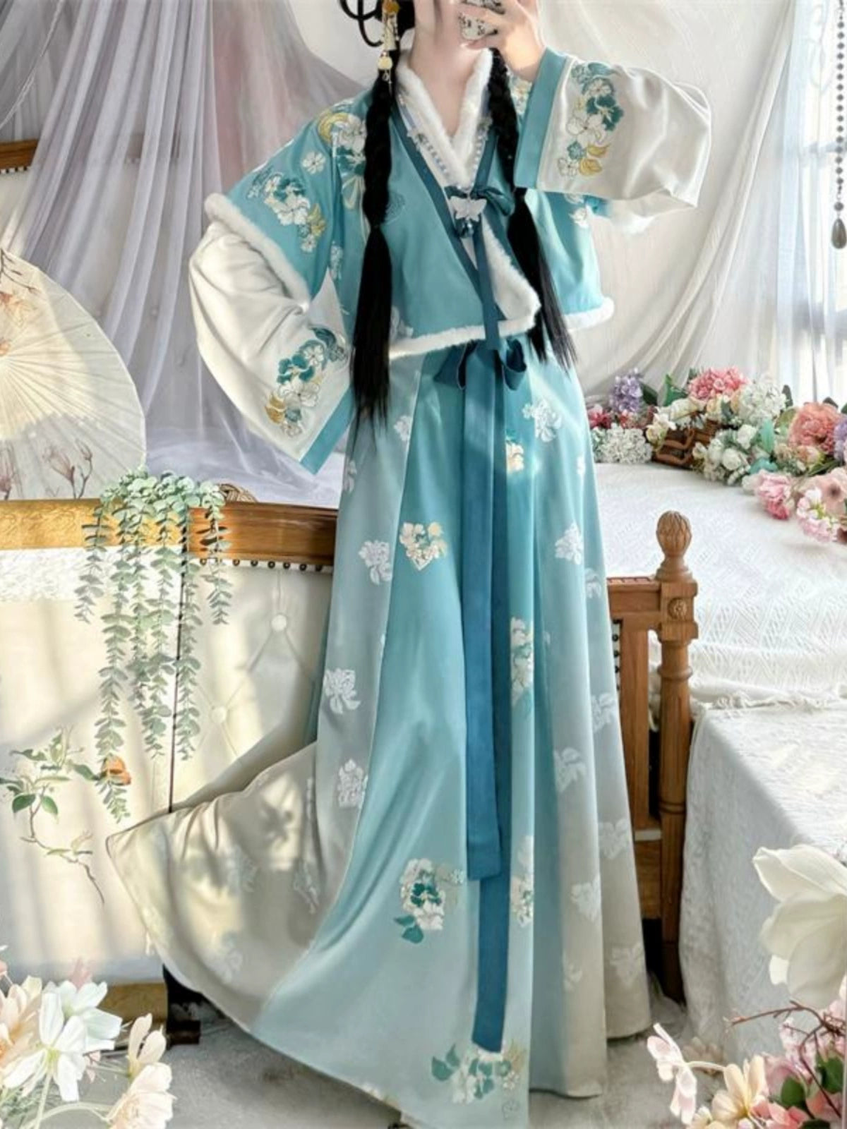 Lookbook Series 2025 Hanfu Water Blue Flower Green