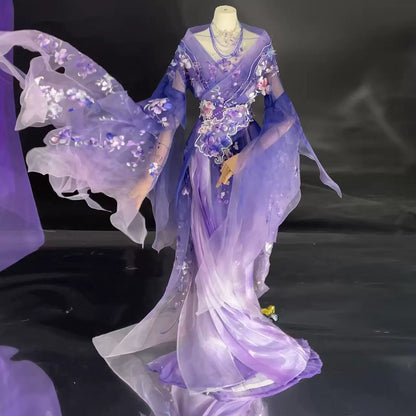 Haute Couture Series Woven Fabric Embroidered Hanfu Qing Huan Violethorn Jin
